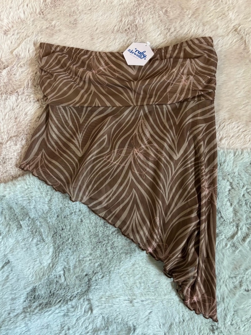 Ruby and jewell brown zebra butterflies strapless tube top
